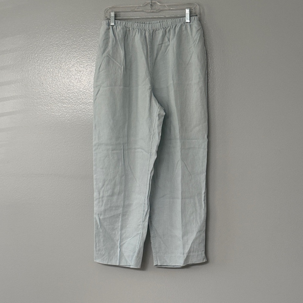 J.Jill Women's Linen Crop Pants Mint Green Beach Summer Elastic Waist Size M